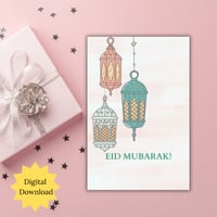 Image 1 of Eid Mubarak Lantern Card -Digital Download 