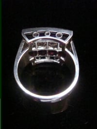 Image 2 of French Art Deco Platinum tricolour diamond ruby sapphire ring 11.9g