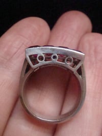 Image 4 of French Art Deco Platinum tricolour diamond ruby sapphire ring 11.9g