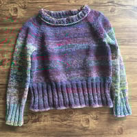 Image 1 of hand knit rag sweater. SM/MED