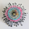 Brooch - Pink Blue Flower Sunburst 