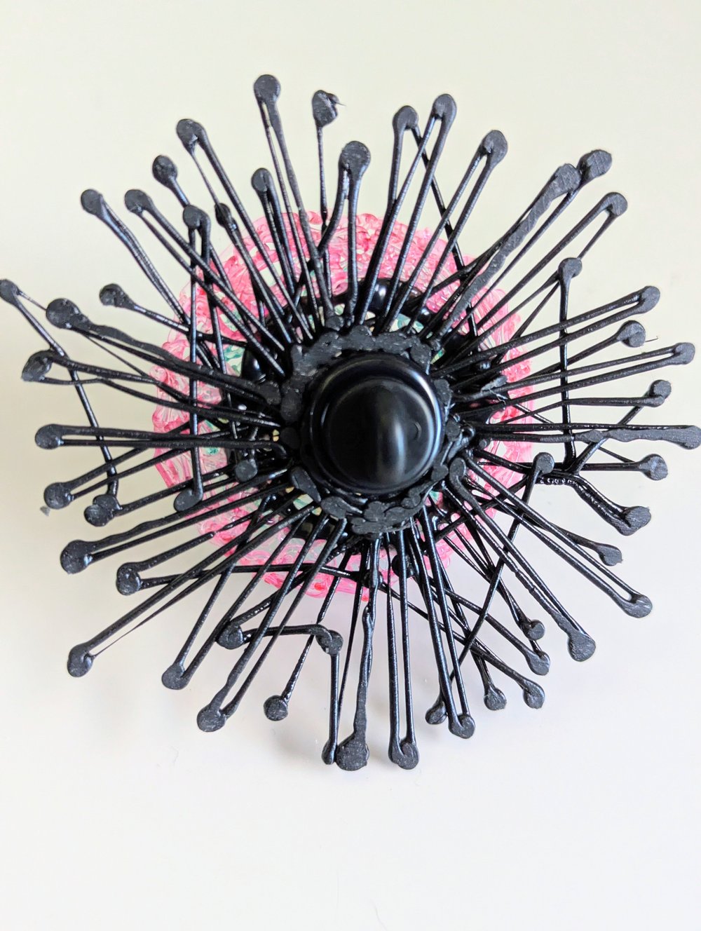 Brooch - Pink Blue Flower Sunburst 