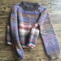 Image 1 of hand knit calico sweater XS/SM