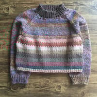 Image 2 of hand knit calico sweater XS/SM