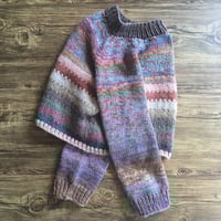 Image 3 of hand knit calico sweater XS/SM
