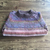 Image 4 of hand knit calico sweater XS/SM