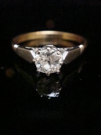 Image 1 of Edwardian 18ct yellow gold platinum 0,51ct diamond solitaire engagement ring 2.5