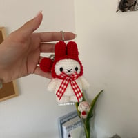 Image 3 of PREORDER Cherry Bunny + Bear Keychain Set