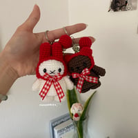 Image 4 of PREORDER Cherry Bunny + Bear Keychain Set