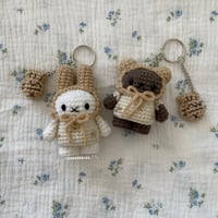 Image 1 of PREORDER Taiyaki Bunny + Bear Keychain Set
