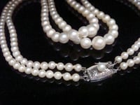 Image 2 of EDWARDIAN SILVER MIKIMOTO CULTURED PEARL DOUBLE STRAND NECKLACE IN ORIGINAL BOX