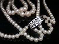 Image 5 of EDWARDIAN SILVER MIKIMOTO CULTURED PEARL DOUBLE STRAND NECKLACE IN ORIGINAL BOX