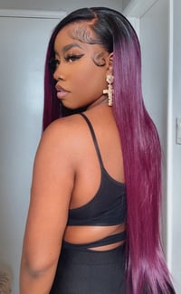 Image 1 of Cherry Cola Straight 13x4 Lace Front Wig in 24”