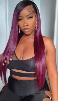 Image 5 of Cherry Cola Straight 13x4 Lace Front Wig in 24”