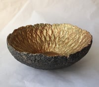 Image 1 of Handmade Black & Gold Bowl – Sculptural Papier-Mache Art Bowl | Luxury Rustic Home Decor