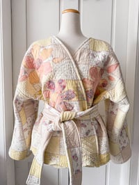 Image 1 of Upcycled Cotton Patchwork Wrap Cardigan Coat 