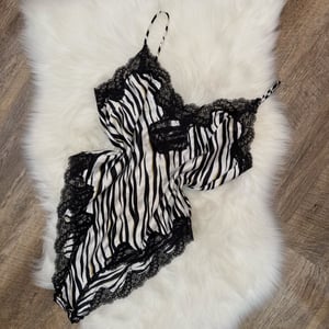 Image of Valentino Vintage Zebra Satin Bodysuit/Teddy - Size L