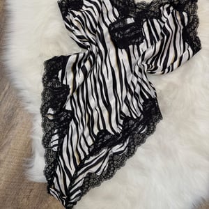 Image of Valentino Vintage Zebra Satin Bodysuit/Teddy - Size L