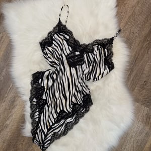Image of Valentino Vintage Zebra Satin Bodysuit/Teddy - Size L