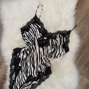 Image of Valentino Vintage Zebra Satin Bodysuit/Teddy - Size L