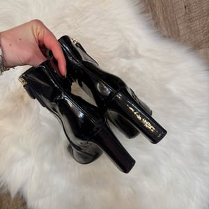 Image of Authentic Gucci Black Leather High Heel Boots- Size 36.5
