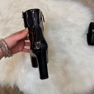 Image of Authentic Gucci Black Leather High Heel Boots- Size 36.5