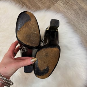 Image of Authentic Gucci Black Leather High Heel Boots- Size 36.5