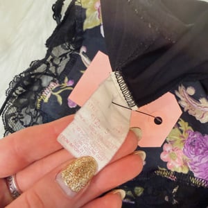 Image of Vintage 1980's Floral Satin Bodysuit/Teddy - Size S