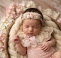 The Luna: Pink & Beige Lace Photography Romper