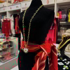 Image of Reworked Chanel Black & White Heart Necklace