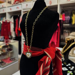 Image of Reworked Chanel Black & White Heart Necklace