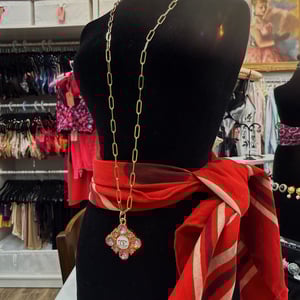 Image of Reworked Chanel Pink Stone Necklace