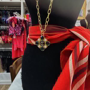 Image of Reworked Chanel Green & White Stone Necklace