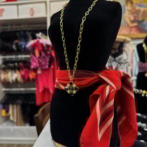 Image of Reworked Chanel Green & White Stone Necklace