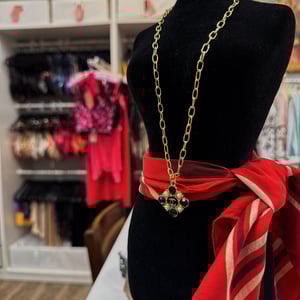 Image of Reworked Chanel Green & White Stone Necklace