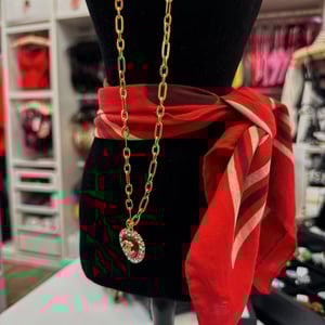 Image of Reworked Chanel Red Heart Necklace 12"