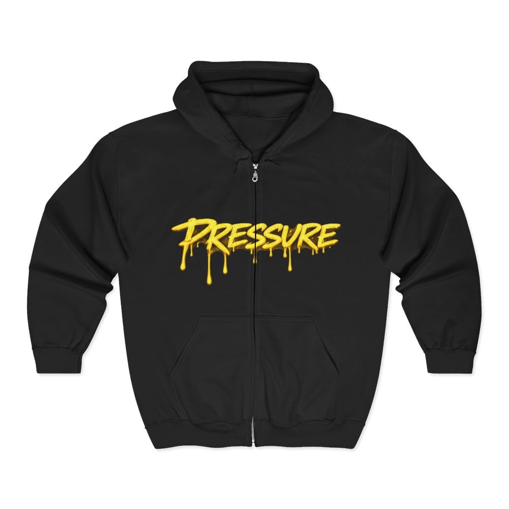 Image of Pressure Makes Diamonds Zip Hoodie — Dripping Yellow Graffiti Design