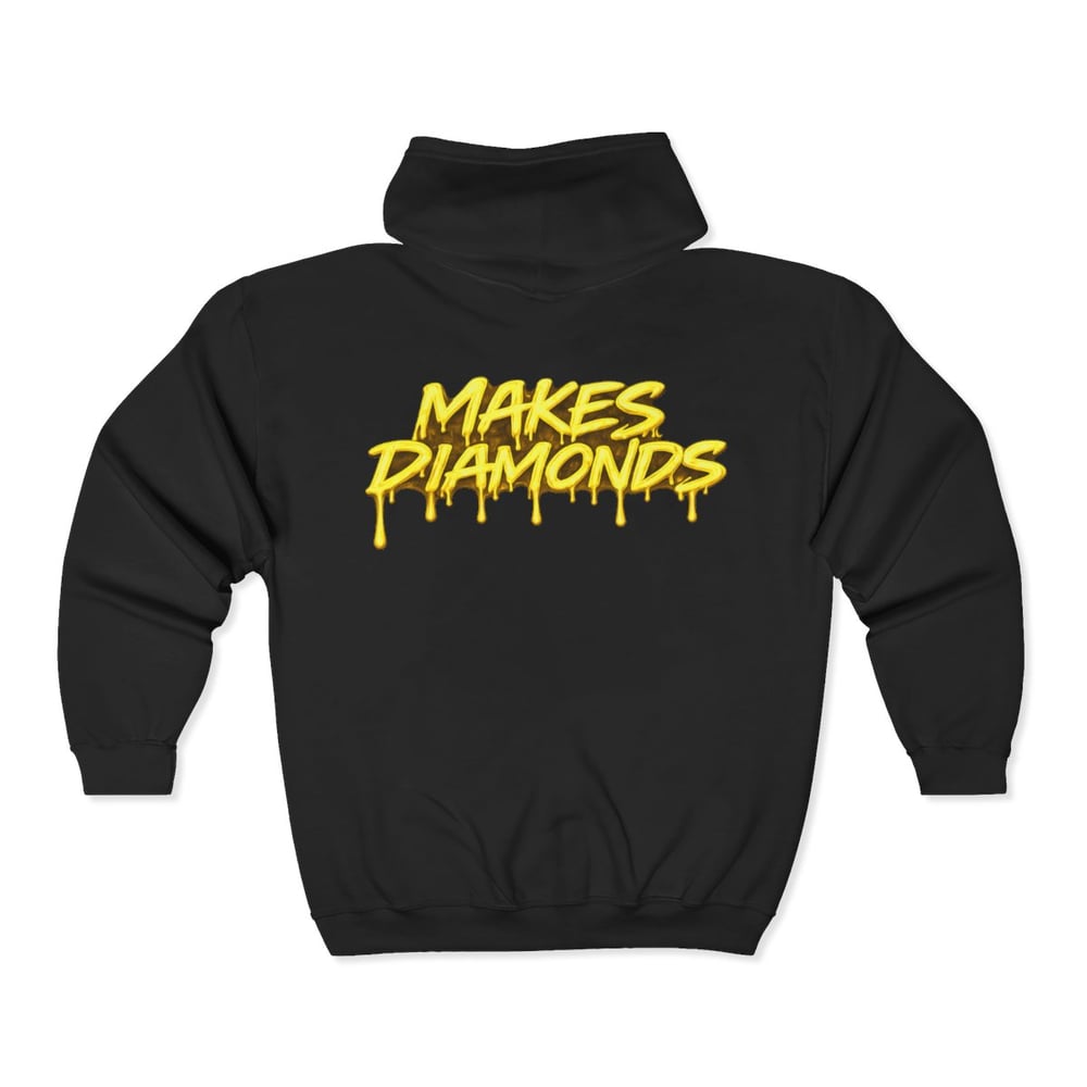 Image of Pressure Makes Diamonds Zip Hoodie — Dripping Yellow Graffiti Design