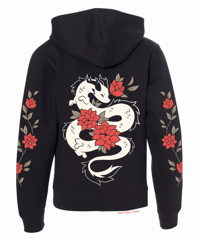 Image 1 of Floral Dragon Zipper Hoodie (Unisex)