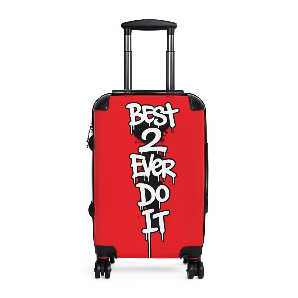 Image of Suitcase - Red Graffiti “Best 2 Ever Do It” Carry-On Luggage
