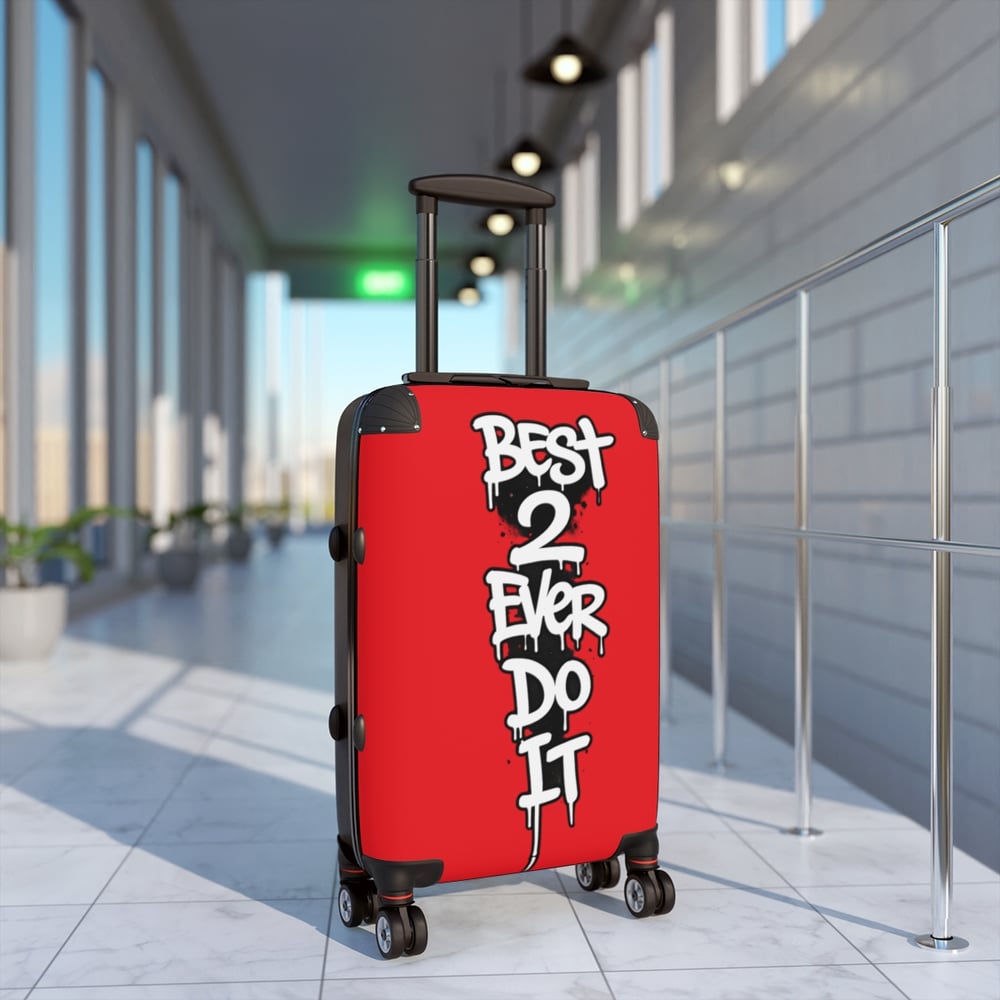 Image of Suitcase - Red Graffiti “Best 2 Ever Do It” Carry-On Luggage