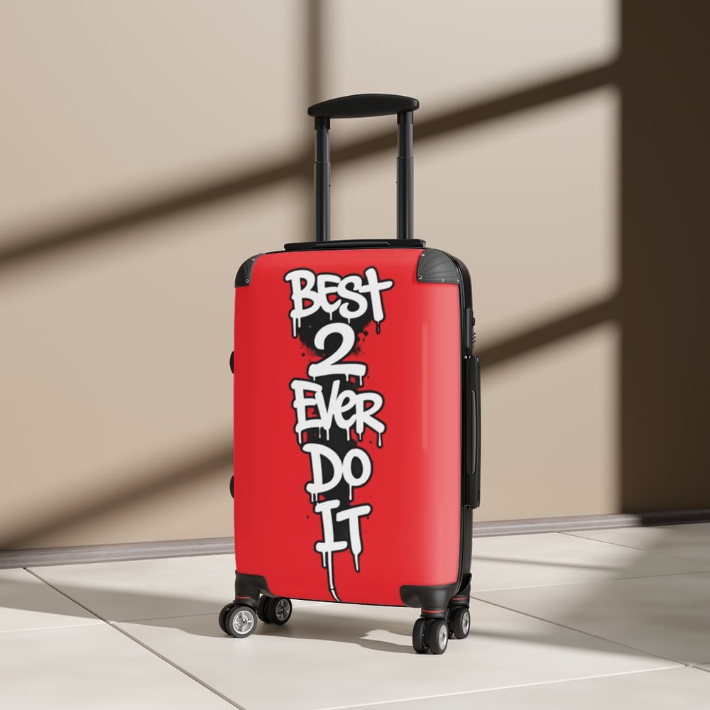 Image of Suitcase - Red Graffiti “Best 2 Ever Do It” Carry-On Luggage