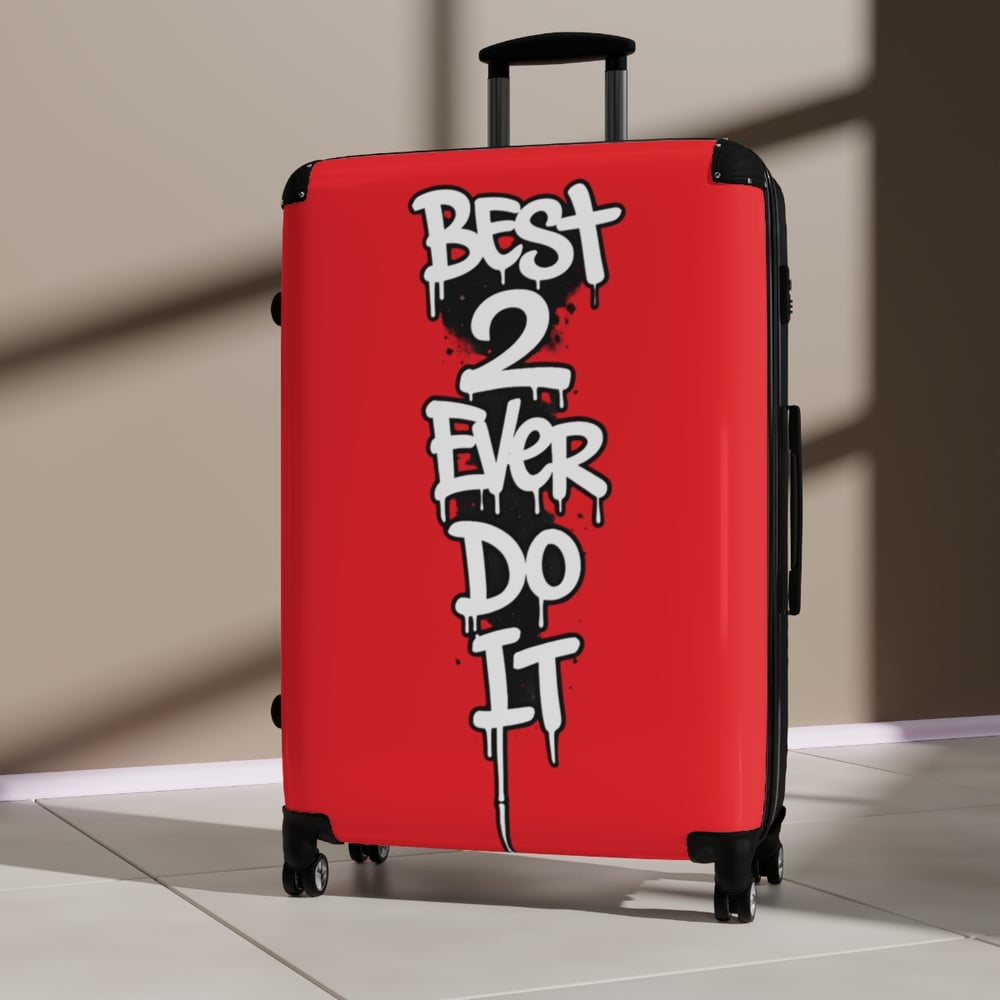 Image of Suitcase - Red Graffiti “Best 2 Ever Do It” Carry-On Luggage