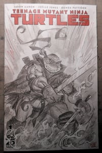 Image of ORIGINAL BW WATERCOLOR OF LEONARDO ON BLANK IDW TMNT #1 COVER