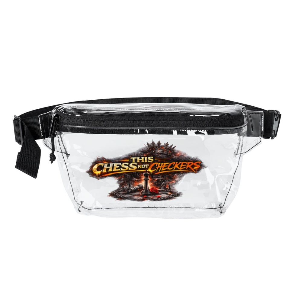Image of Transparent Fanny Pack — "This Is Not Checkers" Graphic Clear Waist Bag