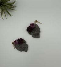 Image 1 of Floral Skull Earrings