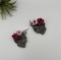 Image 3 of Floral Skull Earrings