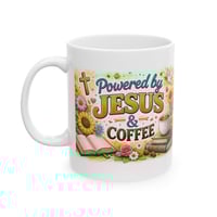 Image 3 of Personalized Powered by Jesus & Coffee Mug 11 oz Ceramic