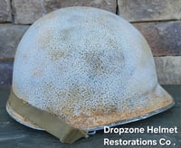 Image 4 of WWII M-1 type Helmet. Snow Camo, Battle of the Bulge. 