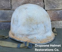 Image 7 of WWII M-1 type Helmet. Snow Camo, Battle of the Bulge. 